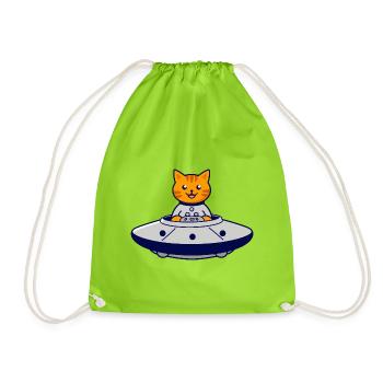 Le chat dans l’aventure OVNI - Sac de sport léger - vert néon - Devant