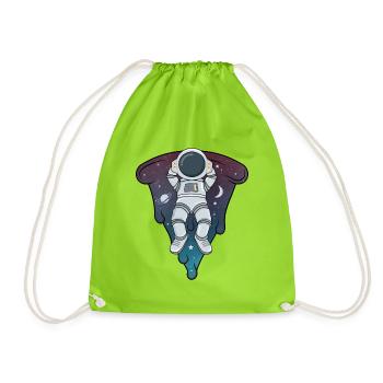 astronaut pizza,astronomy Space Solar System - Drawstring Bag - neon green - Front