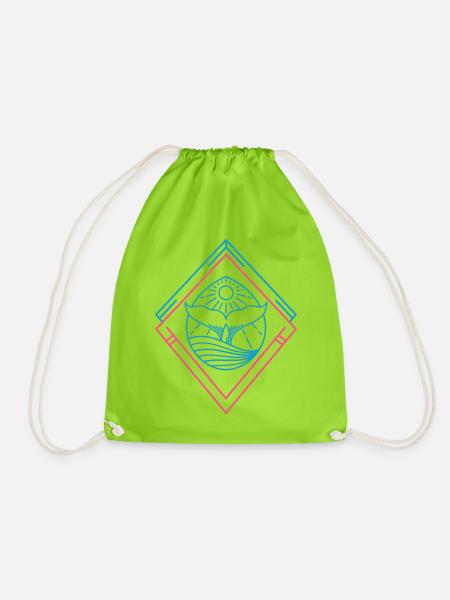 Wal Hipster – Geometrisch, Trendy & Meer - Turnbeutel - Neongrün