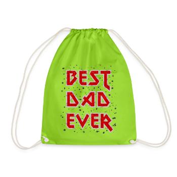 Best Dad Ever metal rock cool saying red father - Drawstring Bag - neon green - Front