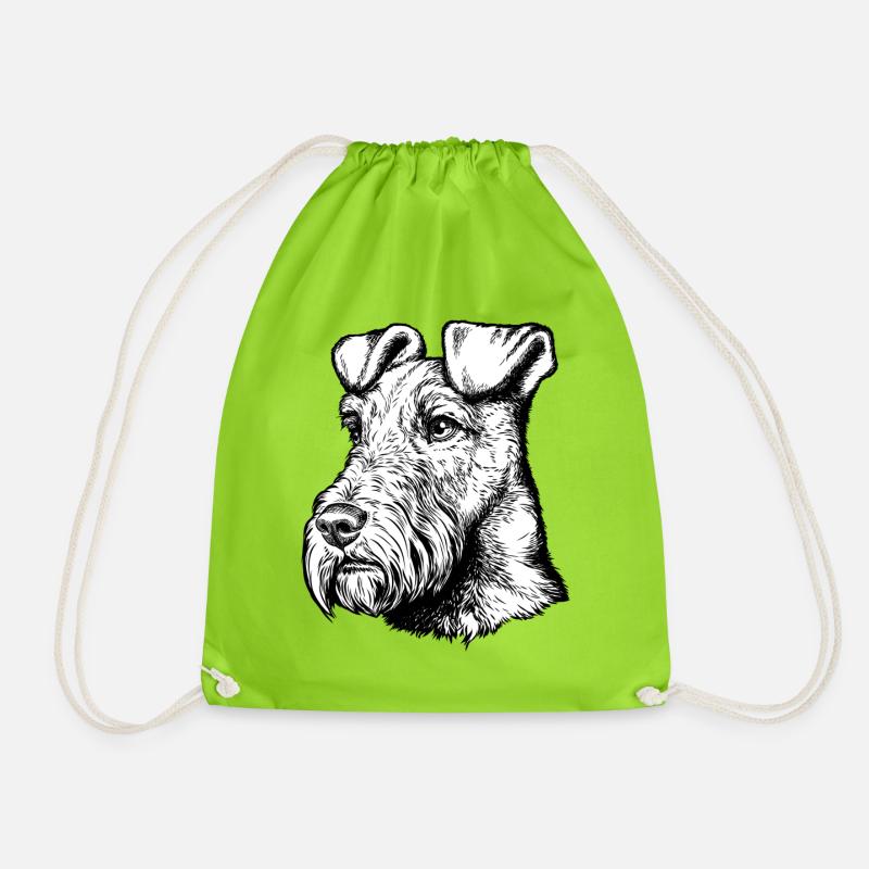 Irish Terrier Mailo 2023 Portrait black - Drawstring Bag - neon green