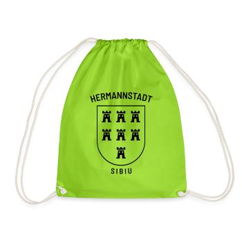 Hermannstadt Sibiu Tshirt Design - Drawstring Bag - neon green - Front