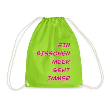 Meerliebe Spruch Schriftzug - Turnbeutel - Neongrün - Vorne