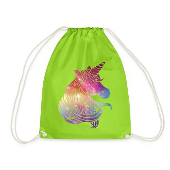 Einhorn Glitzer - Turnbeutel - Neongrün - Vorne