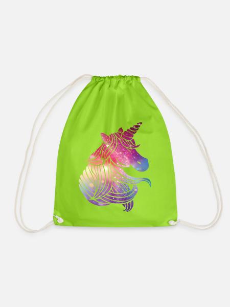 Einhorn Glitzer - Turnbeutel - Neongrün