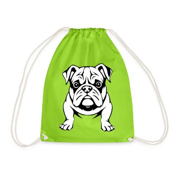 Bouledogue noir et blanc chiens T-shirt cadeau - Sac de sport léger - vert néon - Devant