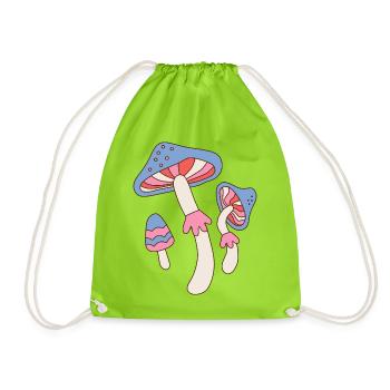 Retro Psychedelic Mushroom Vintage Design - Turnbeutel - Neongrün - Vorne