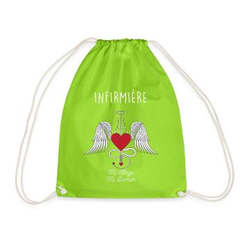Infirmiere Mi Ange Mi Demon T-Shirt Cadeau Humour - Sac de sport léger - vert néon - Devant