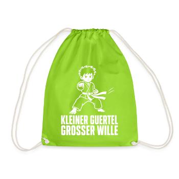 Kleiner Gürtel Großer Wille – Karate Kampfkunst - Turnbeutel - Neongrün - Vorne