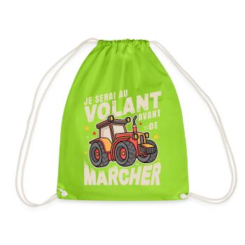 Au Volant Avant de Marcher Bébé Tracteur - Sac de sport léger - vert néon - Devant