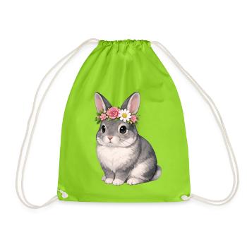 Chinchilla Rabbit - Drawstring Bag - neon green - Front