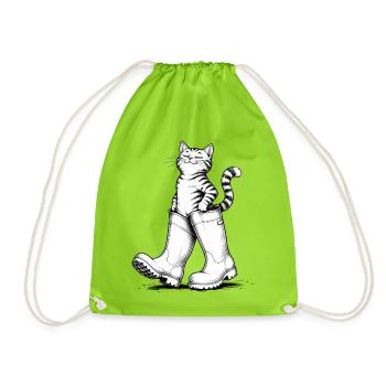 Cat in rubber boots, Puss in Boots - Drawstring Bag - neon green - Front