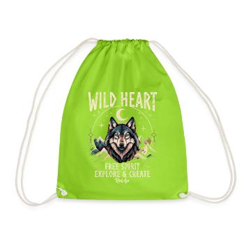 Wolf Wild Heart. Free Spirit  - Turnbeutel - Neongrün - Vorne