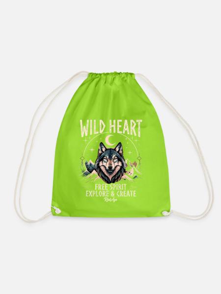 Wolf Wild Heart. Free Spirit - Turnbeutel - Neongrün