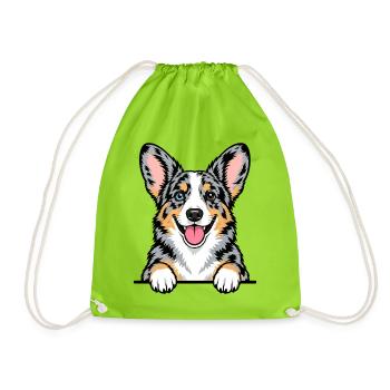 Cardigan Welsh Corgi - Turnbeutel - Neongrün - Vorne