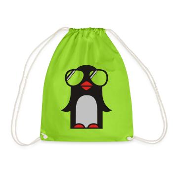 funky pinguin - Drawstring Bag - neon green - Front
