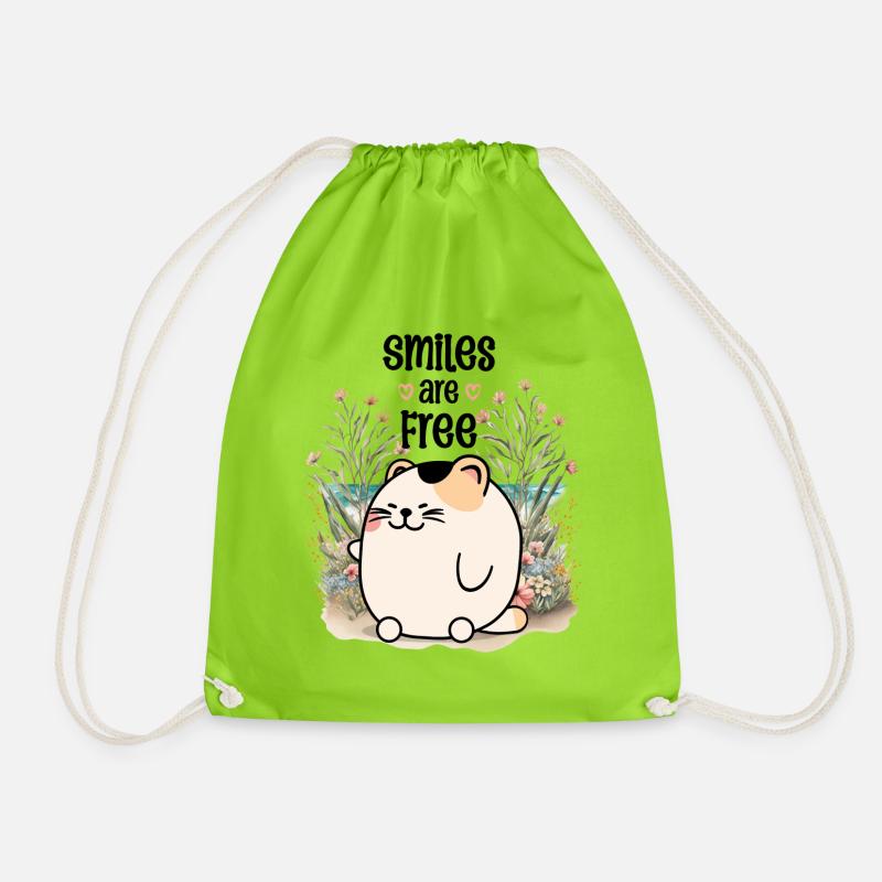 Smiles are Free - Drawstring Bag - neon green