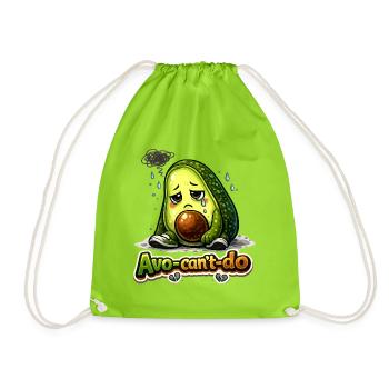 Sad Avocado Avo-can't-do Funny Pun - Drawstring Bag - neon green - Front