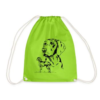 WEIMARANER Hunter Wilsign's dogs Hunting dogs - Drawstring Bag - neon green - Front