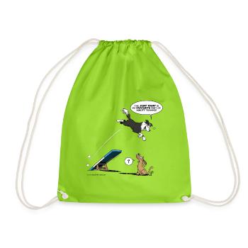 Border collie Agility / fast dog troubles - Drawstring Bag - neon green - Front