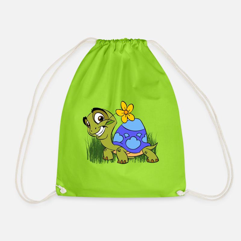 Turtle Kavalier - Drawstring Bag - neon green