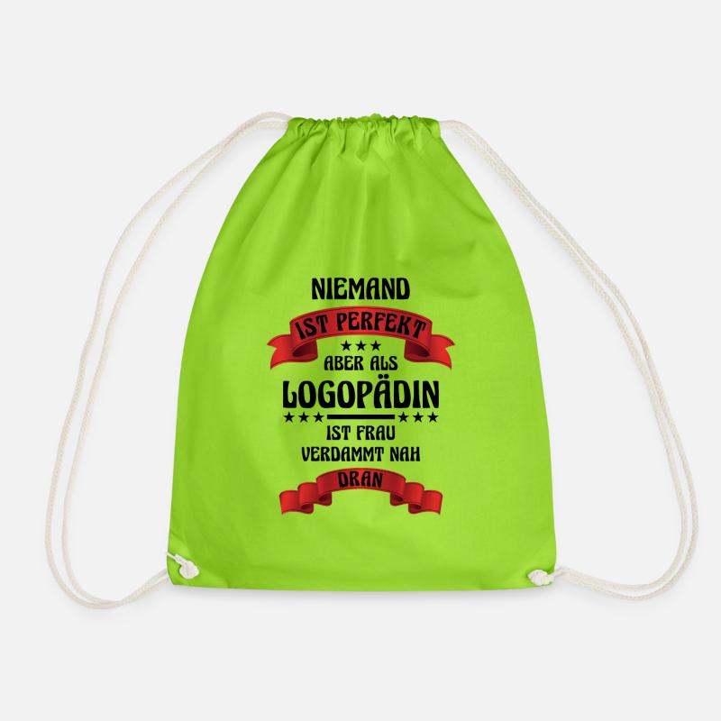 Logopädin Spruch Logopäde Logopädie Sprache Beruf - Turnbeutel - Neongrün
