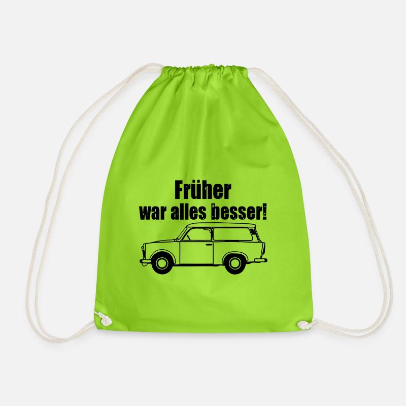  , Trabi , DDR Kult , früher besser (25) - Turnbeutel - Neongrün
