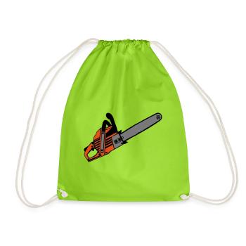 Tronçonneuse, Bois de chauffage, Old School, Tronçonneuse (25) - Sac de sport léger - vert néon - Devant