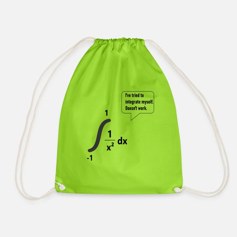 I've tried to integrate myself. Doesn't work. - Drawstring Bag - neon green