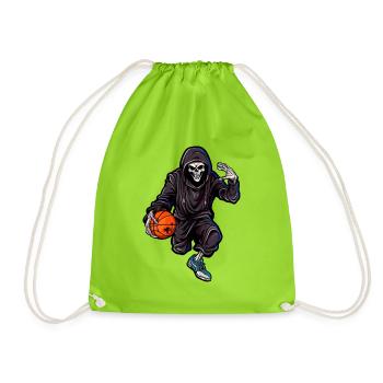 Crâne en combinaison de jogging avec ballon de basket-ball - Sac de sport léger - vert néon - Devant