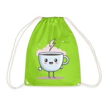 Kaffee = Strom fürs Herz - Turnbeutel - Neongrün - Vorne