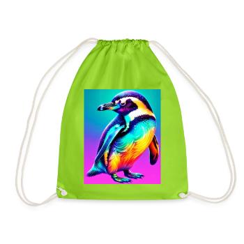 penguin - Drawstring Bag - neon green - Front