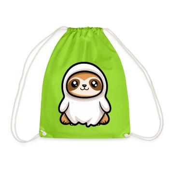 Paresseux Halloween fantôme - Sac de sport léger - vert néon - Devant