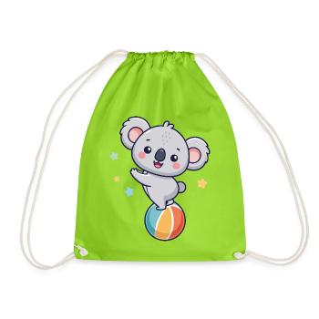 Koala-Jongleur auf bunter Ballon - Turnbeutel - Neongrün - Vorne