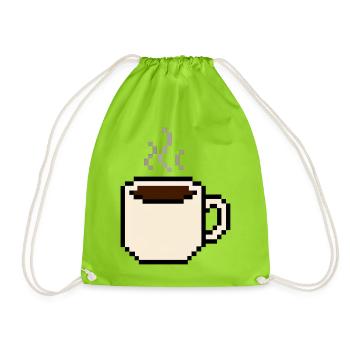 T-shirt Retro Coffee Pixel Tasse de café gaming - Sac de sport léger - vert néon - Devant