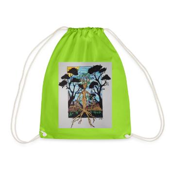 Root tree in frame - Drawstring Bag - neon green - Front