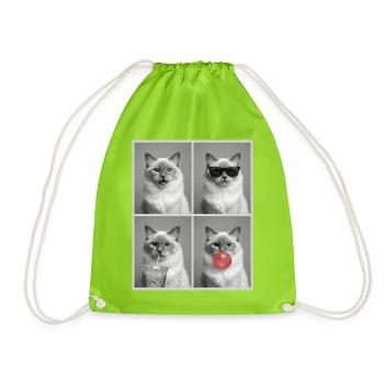Cats Sacred Birman Cat - Drawstring Bag - neon green - Front