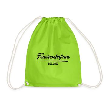 Feuerwehrfrau 2023 Ehrenamt Feuerwehr Frauen FFW - Turnbeutel - Neongrün - Vorne