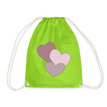 hearts three - Drawstring Bag - neon green - Front