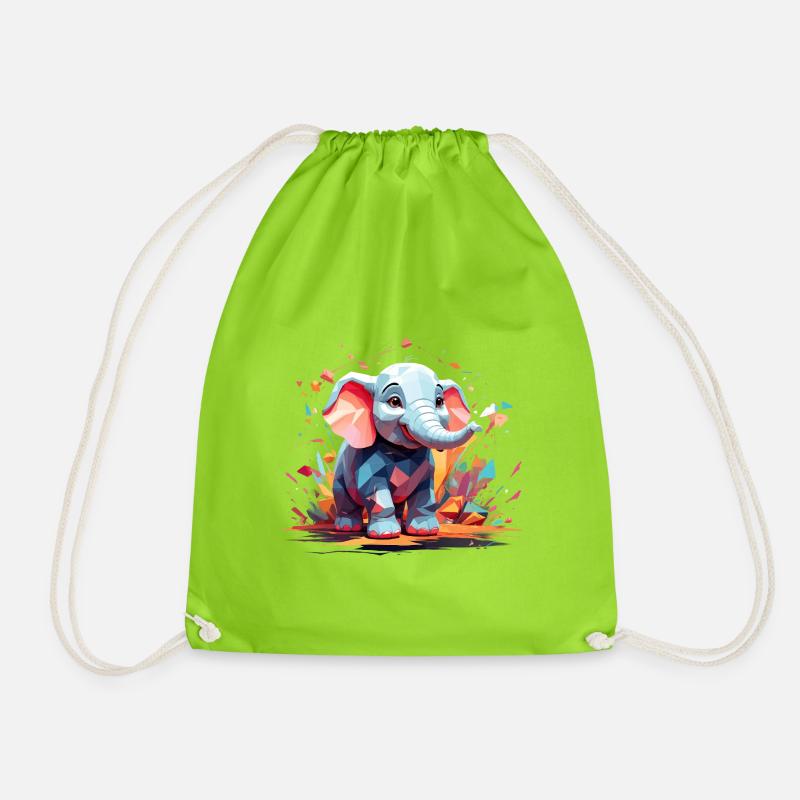 Elefant Farbexplosion - Turnbeutel - Neongrün