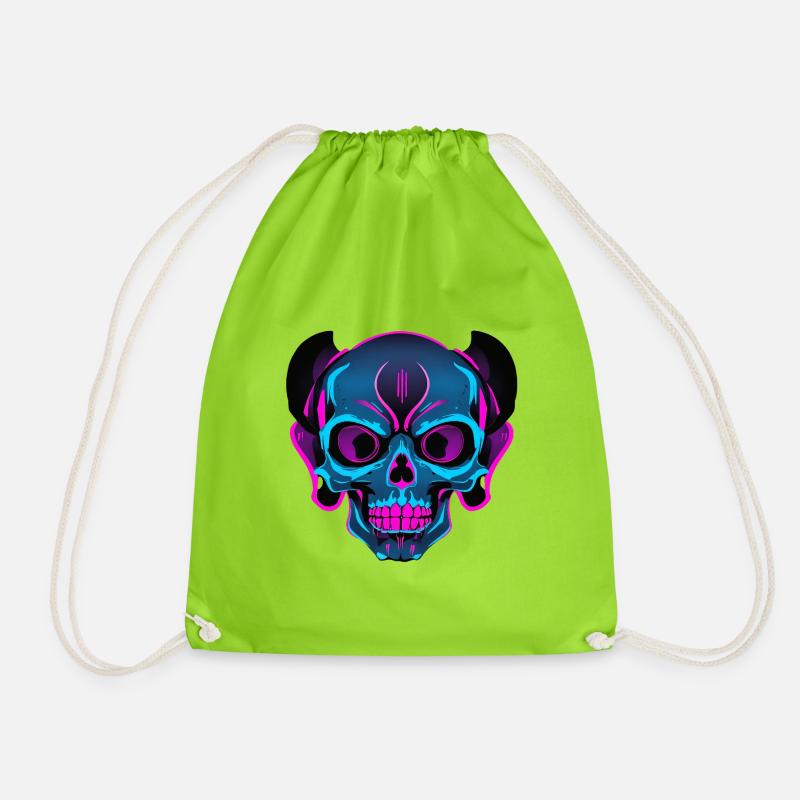 Neon Skull mit Kopfhörern - Turnbeutel - Neongrün