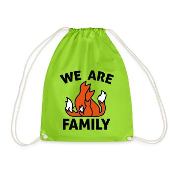 Fox Family We are family - animal family gift - Drawstring Bag - neon green - Front