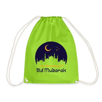 Eid Mubarak Halbmond Islam Ramadan - Turnbeutel - Neongrün - Vorne