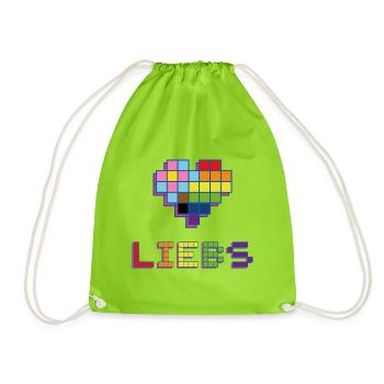 LGBTQ+ PIXELHERZ LIEBS - Turnbeutel - Neongrün - Vorne