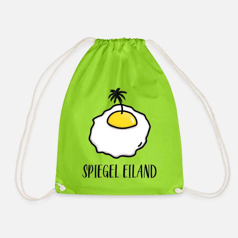 Spiegelei Island Insel Eier Palme Spiegel Eiland - Turnbeutel - Neongrün