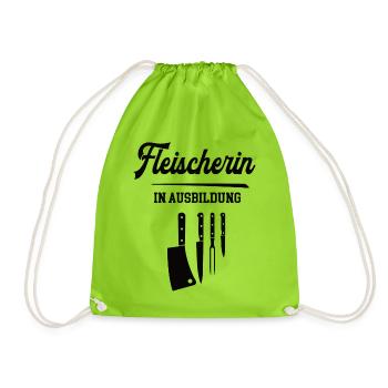 Fleischerin in Ausbildung Fleischerausbildung - Turnbeutel - Neongrün - Vorne