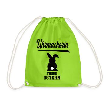 Uhrmacherin Frohe Ostern Oster Outfit Uhrmacher - Turnbeutel - Neongrün - Vorne