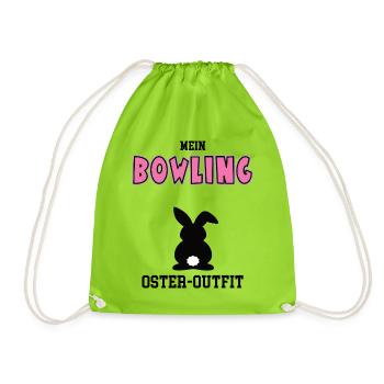 Bowling Oster Outfit Ostergeschenk Bowler - Turnbeutel - Neongrün - Vorne