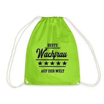 Beste Wachfrau Sicherheitsdienst Wachdienst - Turnbeutel - Neongrün - Vorne