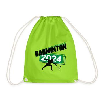 Badminton Spieler Team Turnier Mannschaft in 2024 - Turnbeutel - Neongrün - Vorne